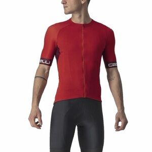 Castelli Men's Entrata Short Sleeve Full Zip Bike Jersey Red XL